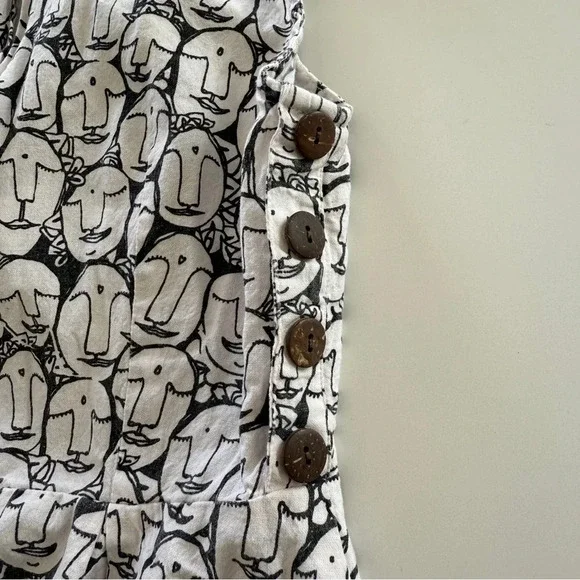 Mata Traders- 100% Cotton- Black and White- Face Print Dress- Ethical- Unique- M - Picture 4 of 13